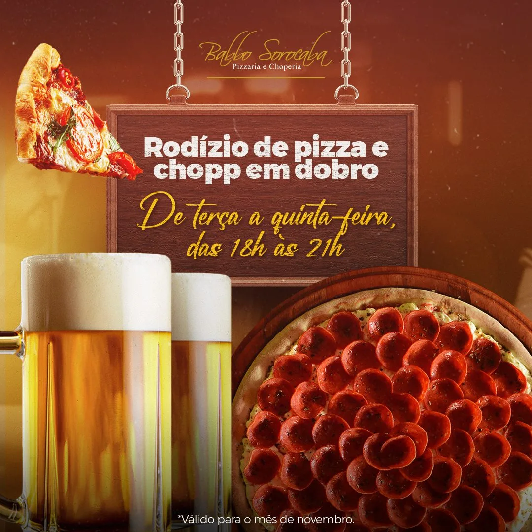 Peça de rodízio com chopp em dobro — Babbo Sorocaba