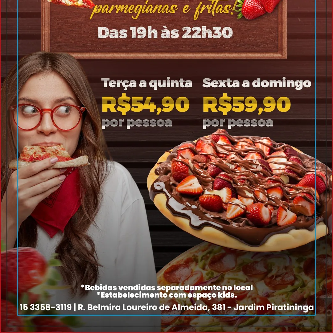 Flyer do rodízio com preços — Babbo Sorocaba