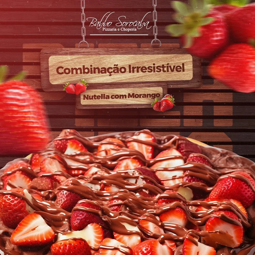 Peça de pizza doce de nutella com morango — Babbo Sorocaba