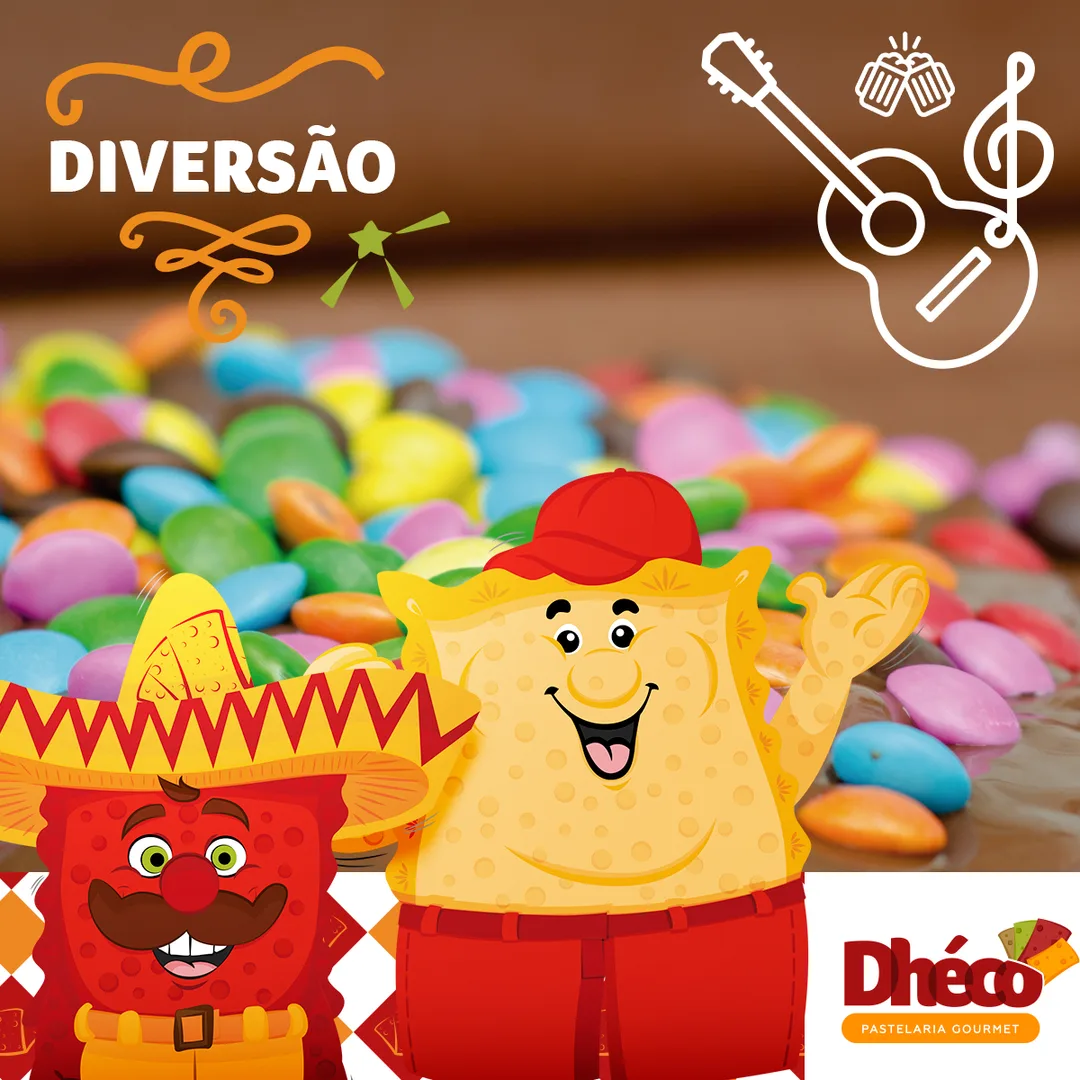 Peça "Diversão" com os mascotes — Dhéco Pastelaria