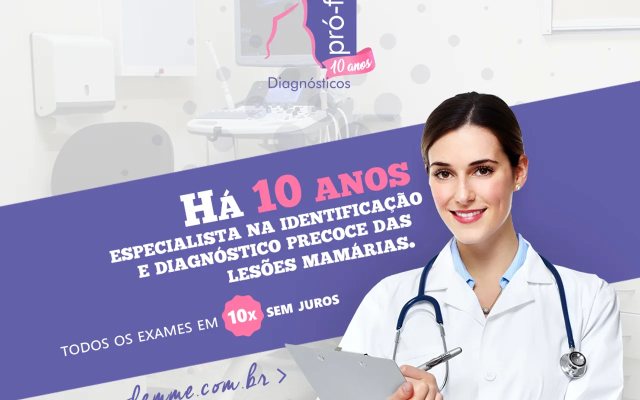Peça de campanha da Pró-Femme Diagnósticos